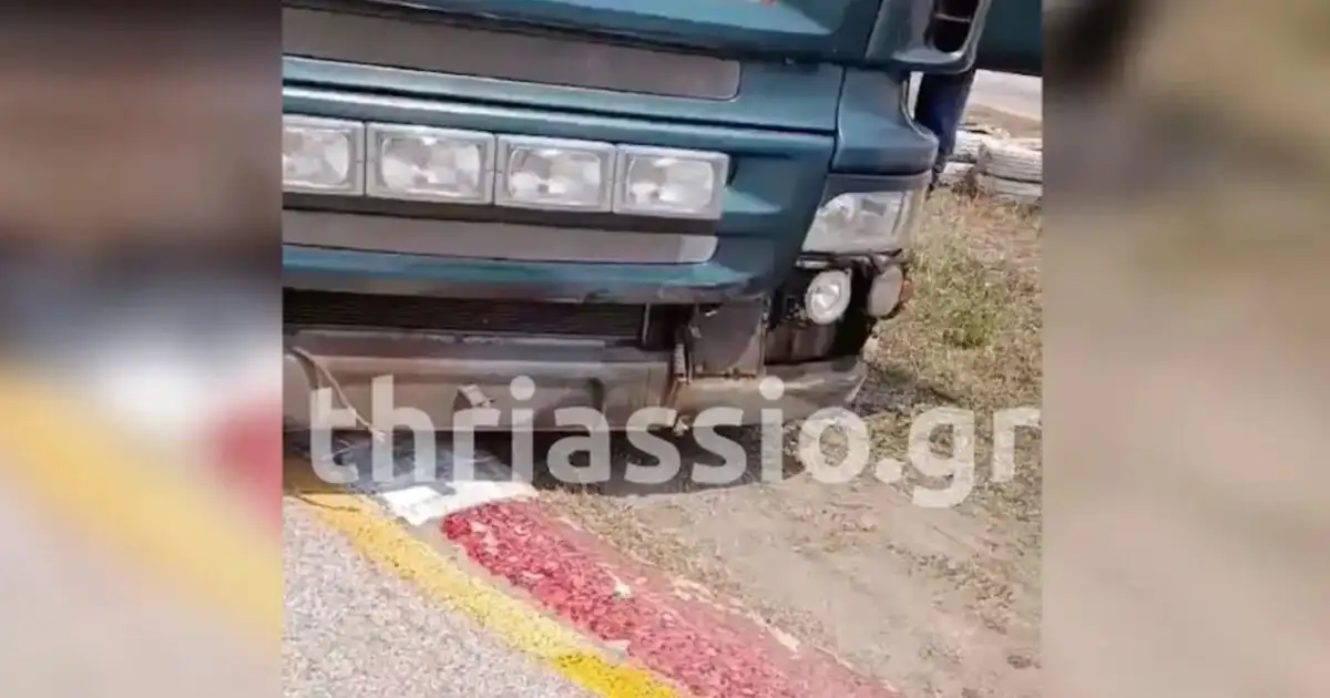 Απίστευτο-περιστατικό-στον-Ασπρόπυργο:-Φορτηγό-έχασε-τον-έλεγχο-και-μπήκε-σε-πίστα-καρτ