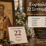 Εορτολόγιο-22-Σεπτεμβρίου-–-Ποιοι-γιορτάζουν-σήμερα
