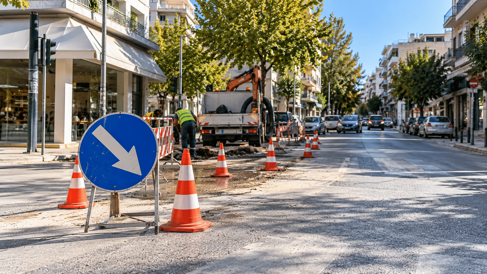 Τρίκαλα:-Στένωση-οδοστρώματος-σε-Ασκληπιού-και-Φλεγίου