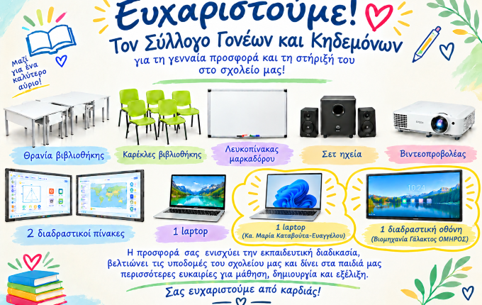 1ο-Δημοτικό-Σχολείο-Τρικάλων:-Σημαντική-δωρεά-εκπαιδευτικού-εξοπλισμού-και-ενίσχυση-της-σχολικής-κοινότητας